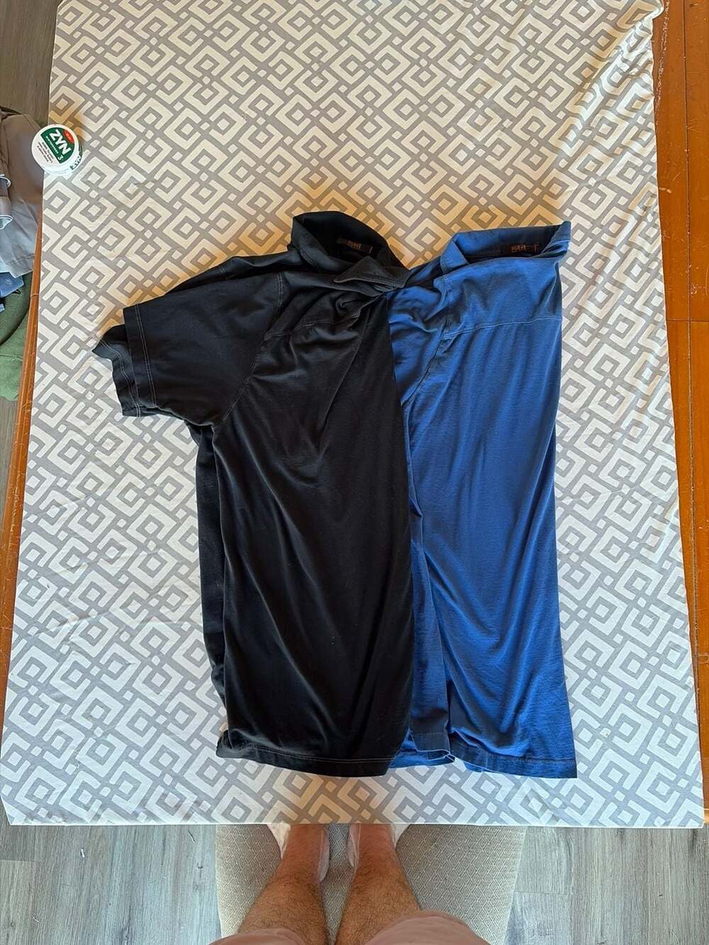 Lot of 2 Agave Denim Men's Short Sleeve Polo Shirts Made in USA Black & Blue